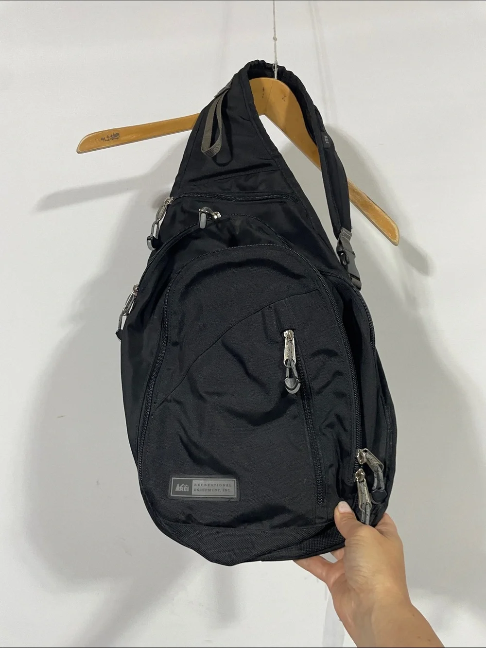 REI Black Sling Backpack with Gray Accents